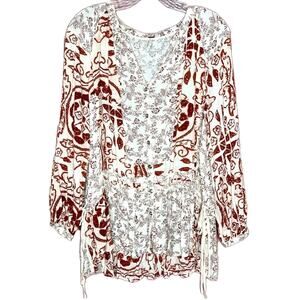 Free People Henna & Floral Design Tunic Top